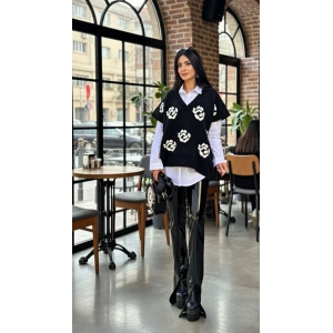 BEYAZ ÇİÇEKLİ GÖMLEKLİ SÜVETER 2Lİ ÜRÜN