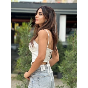 BEYAZ SIRTI BAĞLAMALI BUSTİYER