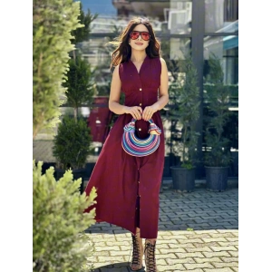 BORDO ÇITÇITLI UZUN ELBİSE