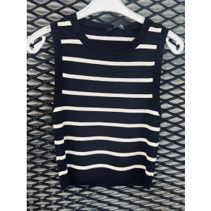 ÇİZGİLİ TRİKO KOLSUZ BLUZ