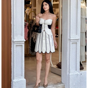DİLİMLİ TASARIM KETEN ETEK