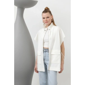 EKRU FERMUARLI MODAL KUMAŞ YELEK