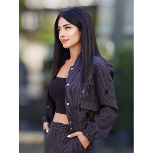 İŞEMELİ ÇİZGİLİ BOMBER CEKET