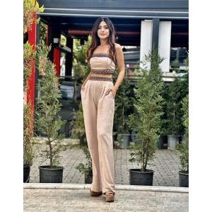 İŞLEME DETAYLI CROP PANTOLON TAKIM