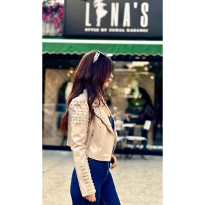 İTHAL RUGAN TROKLU BEJ DERİ CEKET