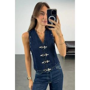 KANCALI LACİVERT KOT YELEK