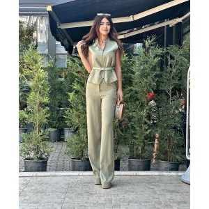 KEMERLİ AÇIK YEŞİL YELEK