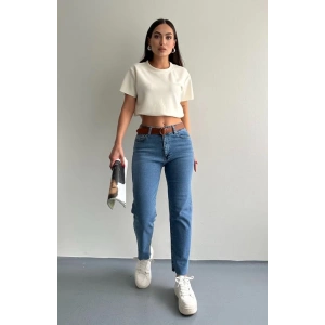 KEMERLİ KOT PANTOLON