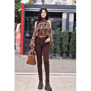 KENARI SÜET DAR PAÇA KAHVE PANTOLON