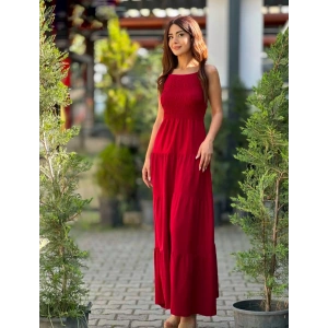 KIRMIZI UZUN KETEN ELBİSE