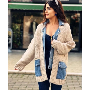 KOT DETAYLI TRİKO HIRKA