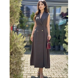 KRUVAZE ÖNÜ DÜĞMELİ TENSEL ELBİSE