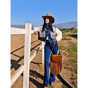 KUŞGÖZÜ BAĞLAMALI MAVİ PANTOLON