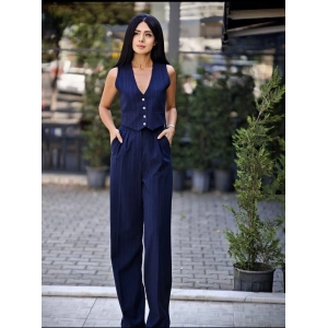 LACİVERT ÇİZGİLİ PANTOLON