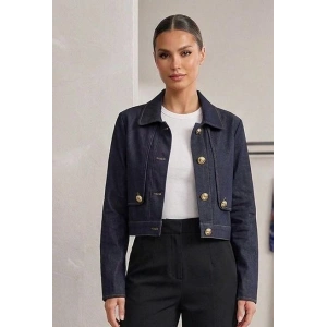LACİVERT JEAN CEKET GOLD DÜĞMELİ