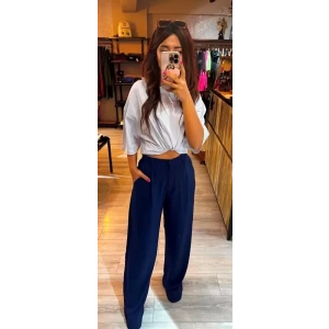 Lacivert Palazzo Pantolon