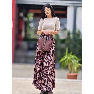 LEOPAR SATEN PİLELİ ETEK