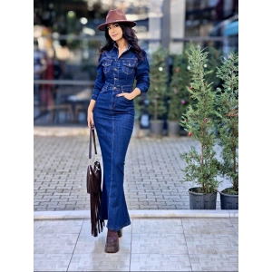 LİKRALI JEAN BALIK ELBİSE