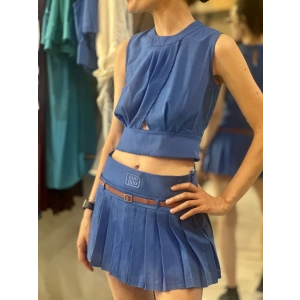 MAVİ ETEKLİ KETEN TAKIM