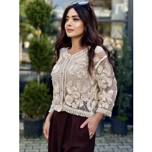 MERSERİZE DANTEL İŞLEMELİ HIRKA