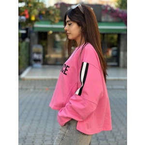 PEMBE ÖRGÜ GARNİLİ SWEATSHİRT