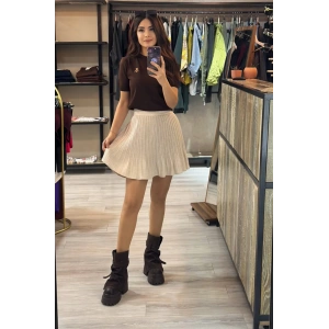 PİLELİ ETEK İÇİ ŞORT DETAYLI