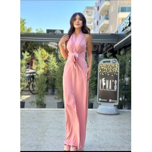 PUDRA BELİ BAĞLAMA DETAY ELBİSE