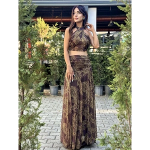 ŞAL DESEN ETEK CROP TAKIM