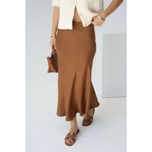 SATEN KAHVERENGİ ETEK