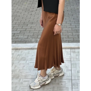 SATEN KAHVERENGİ ETEK