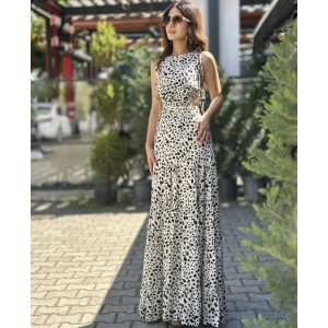 SİYAH BEYAZ UZUN ELBİSE