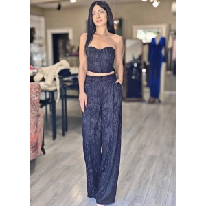 SİYAH SATEN KADİFE DOKULU PANTOLON