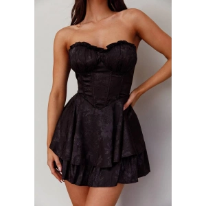 SİYAH SATEN ŞORTLU ELBİSE