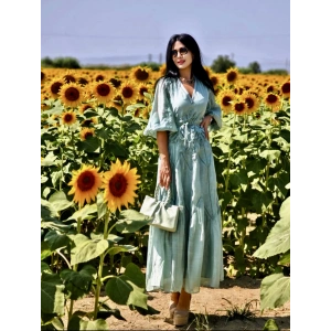 SU YEŞİLİ İŞLEME DETAY İTHAL ELBİSE