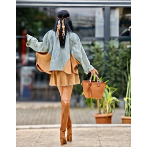 SÜET PÜSKÜL DETAYLI JEAN CEKET