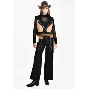 TABA SÜET DETAYLI YELEKLİ TASARIM TAKIM