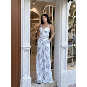 TAŞ BONCUK ASKILI ÇİÇEKLİ PANTOLON TAKIM