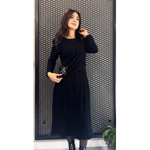 TAŞLI BROŞ DETAY TRİKO ELBİSE