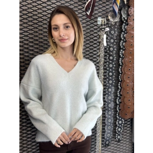 V YAKA AÇIK MİNT TRİKO KAZAK