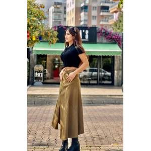 YAĞ YEŞİLİ ASİMETRİK ETEK