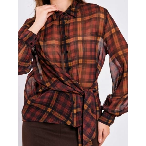 YANDAN BAĞLAMALI EKOSELİ ŞİFON GÖMLEK