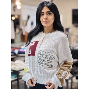 YAZI BASKILI TRİKO BEYAZ