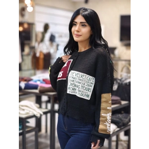 YAZILI BASKILI TRİKO SİYAH