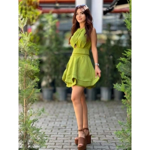 YEŞİL ETEKLİ KETEN TAKIM