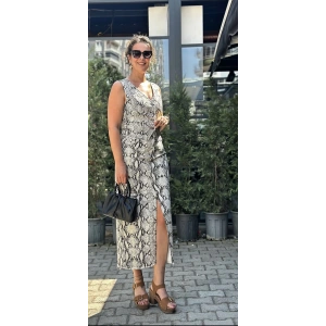 YILAN DESENLİ YIRTMAÇLI ETEK