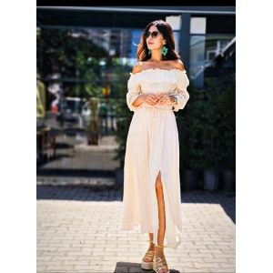 YİRTMAÇ DETAYLI NATUREL ETEK