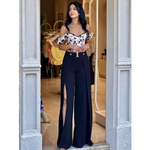 YIRTMAÇLI SİYAH MOSS PANTOLON
