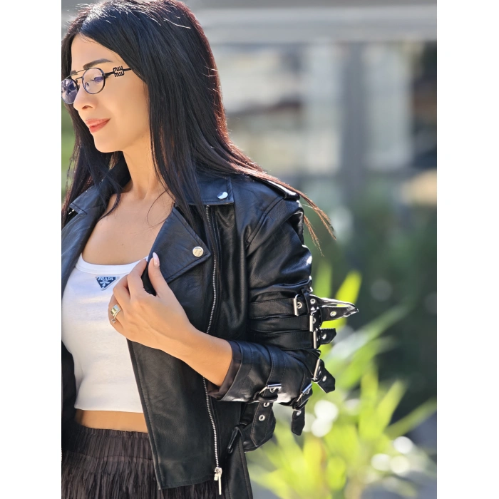 FERMUARLI DERİ CEKET