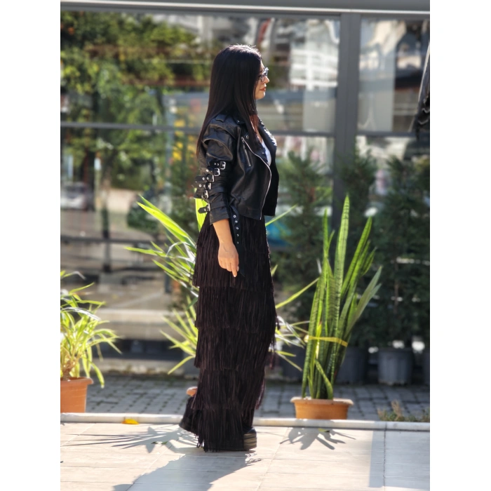 FERMUARLI DERİ CEKET