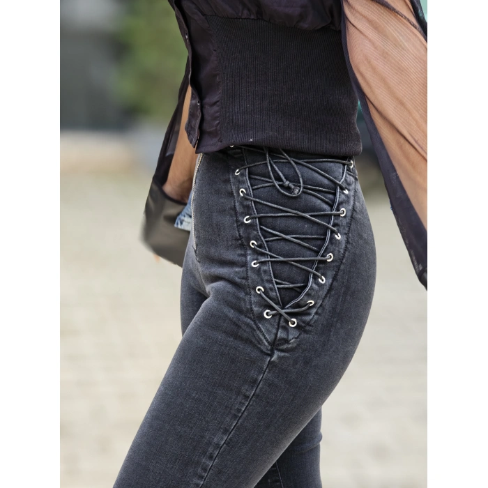 KUŞGÖZÜ BAĞCIKLI ANTRASİT PANTOLON